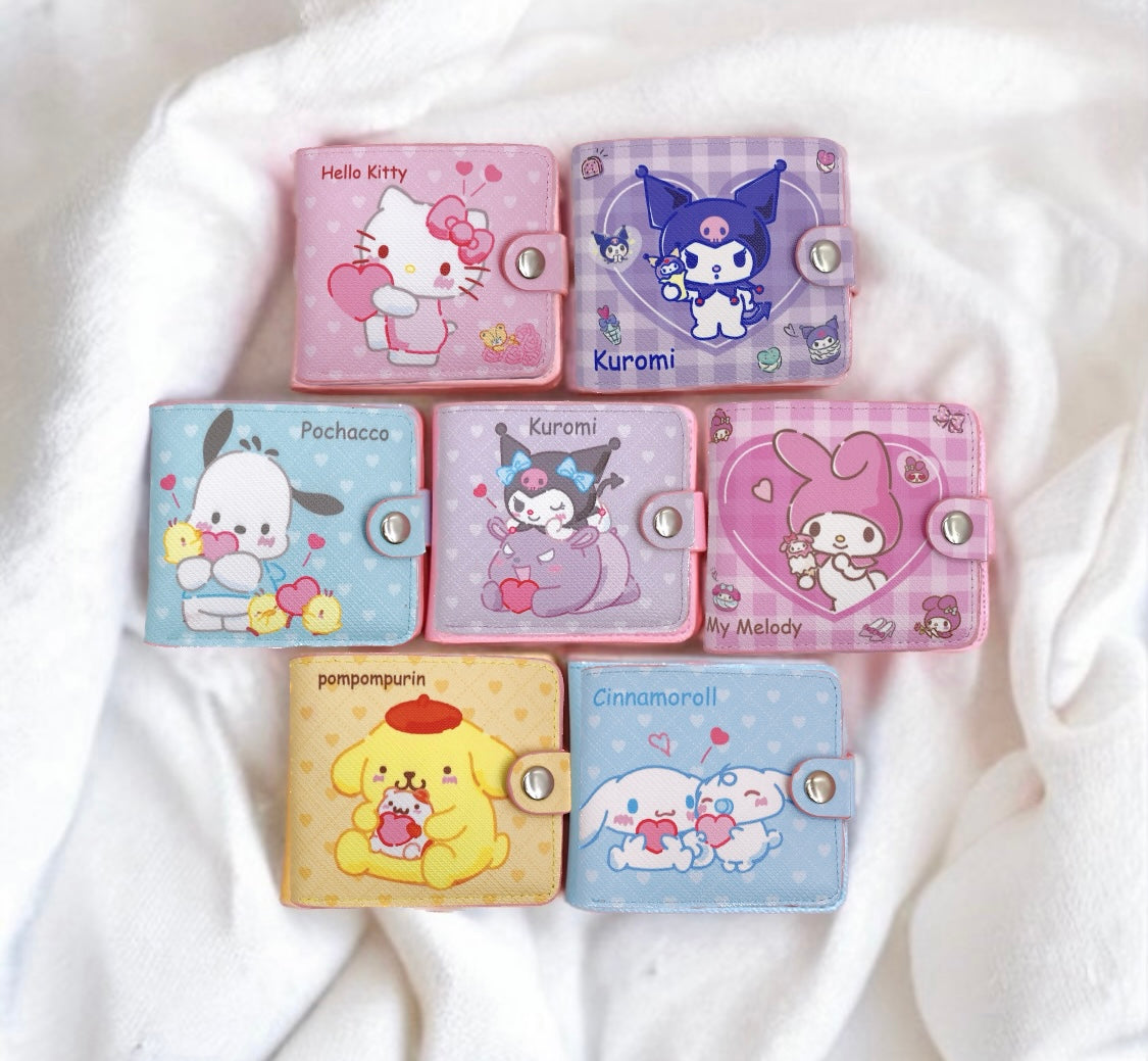 Sanrio Cute Coin Purse and Card Holder Wallet with Buttons